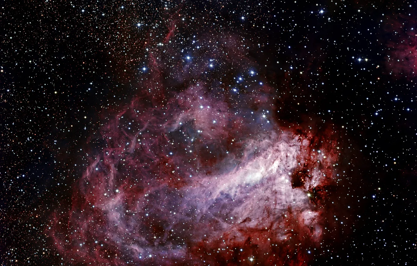 Фото обои Chili, La Silla, Messier 17, Constellation of Sagittarius, The Omega Nebula, Star Forming Region, Gas …