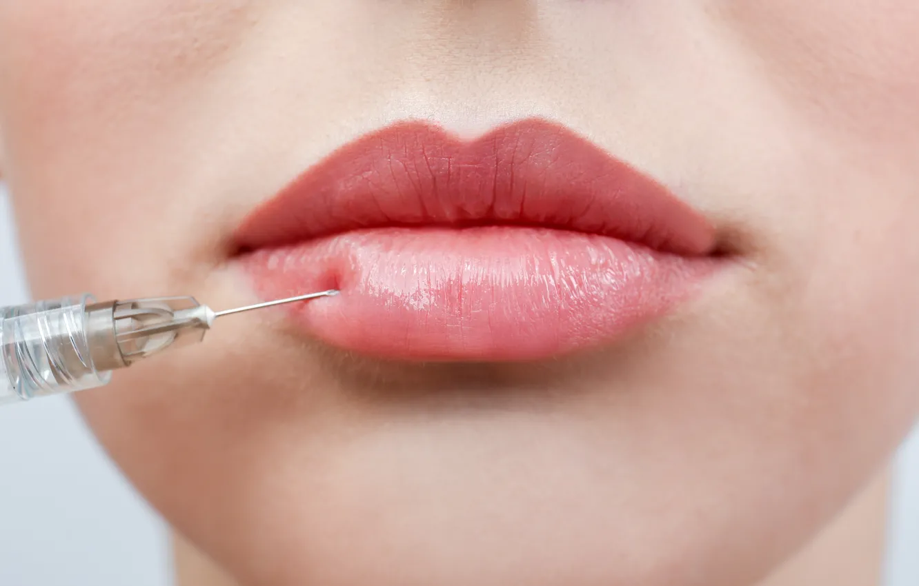 Фото обои lips, female, botox