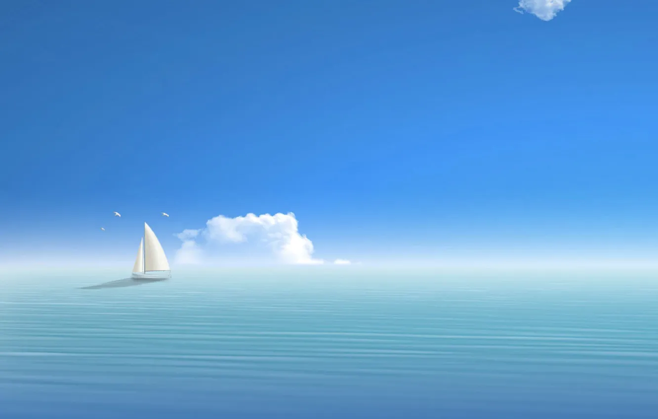 Фото обои sea, yacht, sailing, artistic, towards the horizon