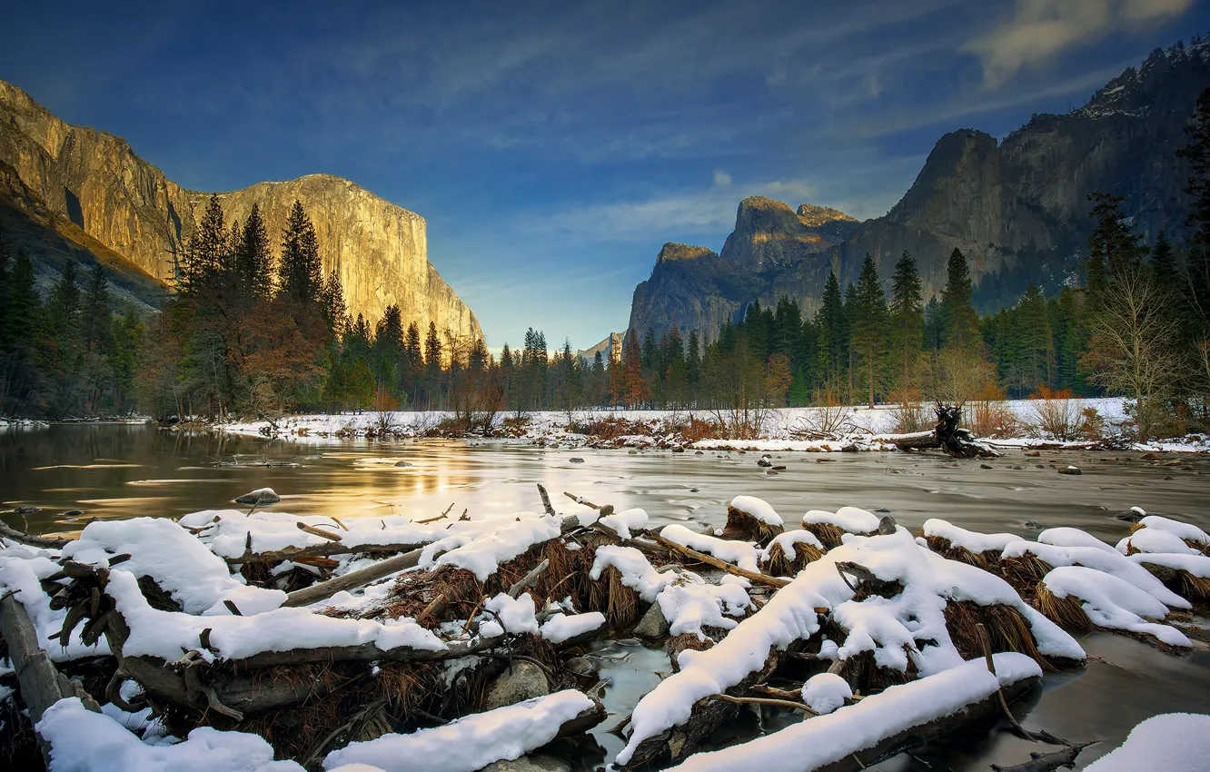 Фото обои зима, снег, Калифорния, США, Йосемити, Yosemite National Park