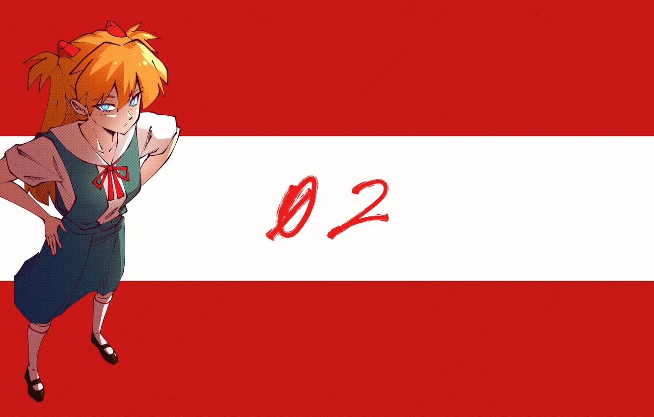 Фото обои аниме, флаг, цифры, рыжая, Neon Genesis Evangelion, аниме девушки, Rebuild of Evangelion, Аска Лэнгли Сорю