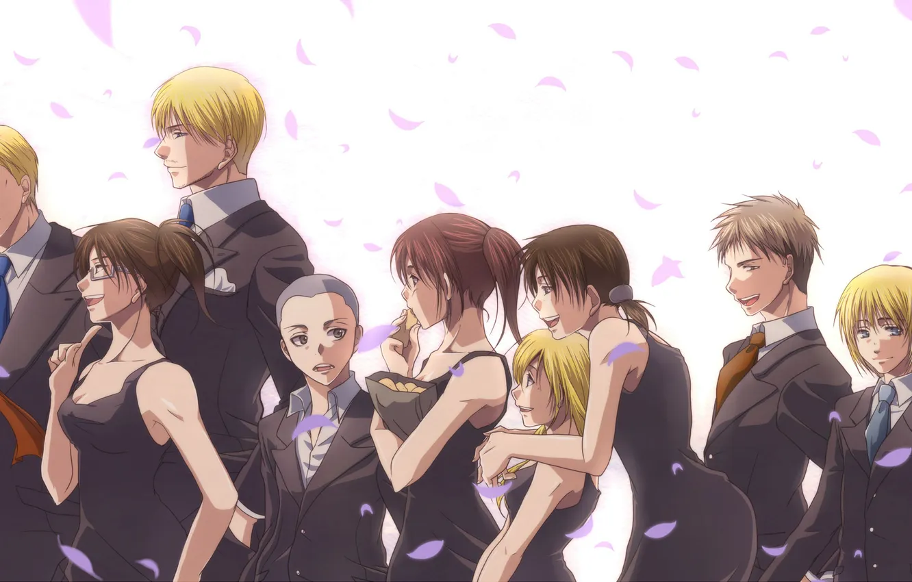 Фото обои аниме, shingeki no kyojin, eren jaeger, christa renz, annie leonhardt, reiner braun, armin arlert, sasha …