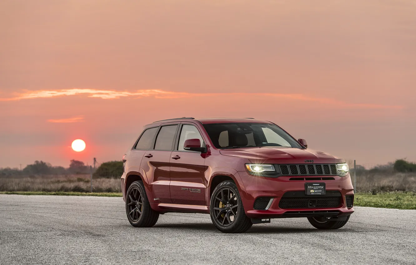 Фото обои закат, вечер, 2018, Hennessey, Jeep, Grand Cherokee, Trackhawk, HPE1000