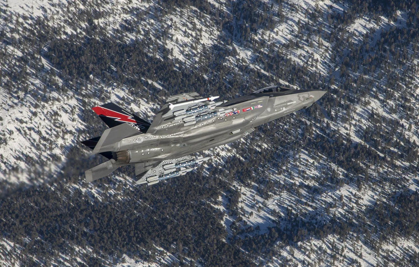 Фото обои полет, истребитель, бомбардировщик, Lightning II, F-35A