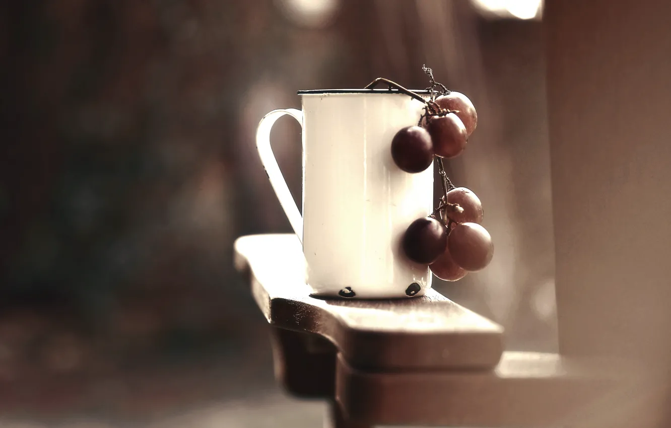 Фото обои фон, виноград, чашка