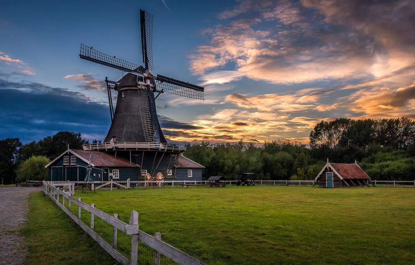 Фото обои пейзаж, природа, город, мельница, Нидерланды, Голландия, Deventer, община
