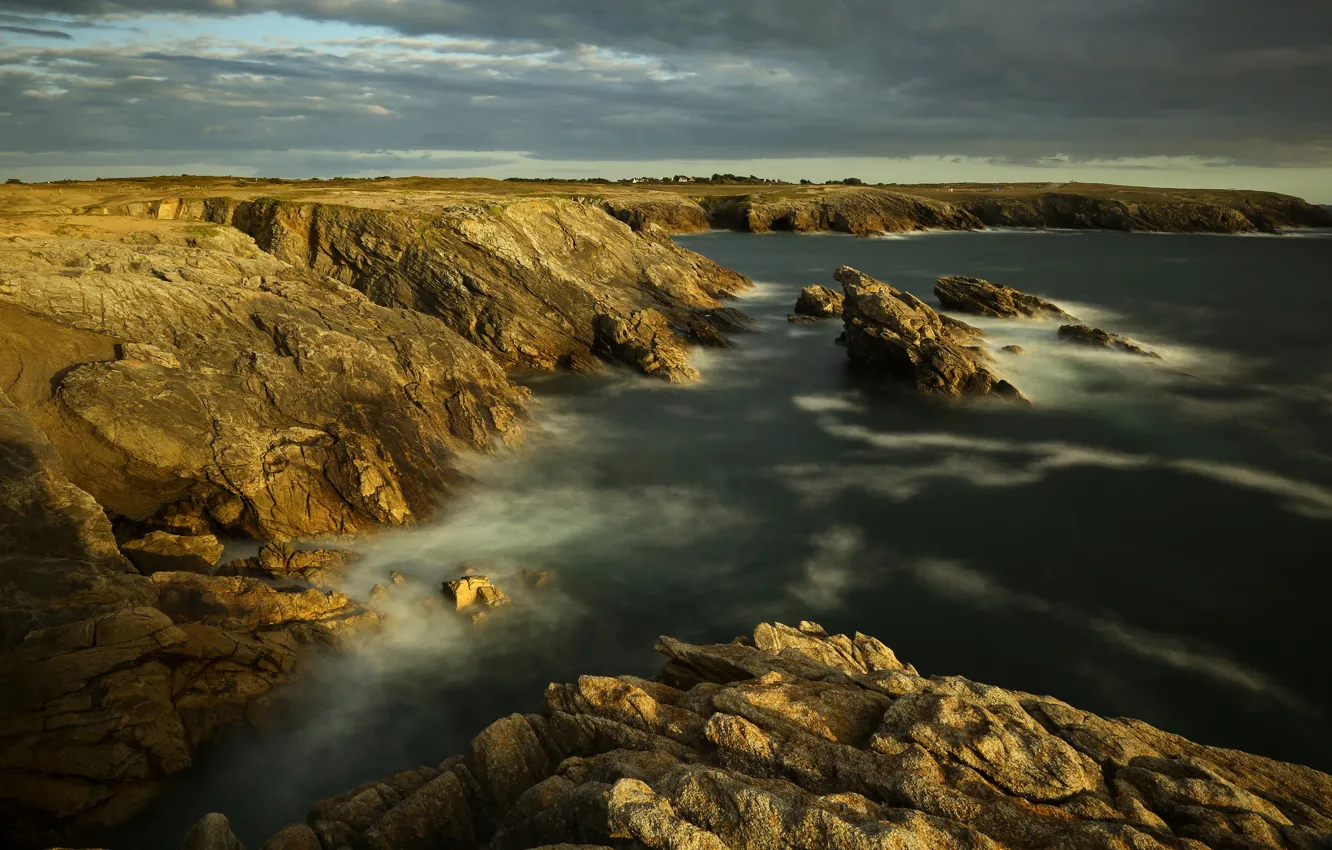 Фото обои море, камни, скалы, берег