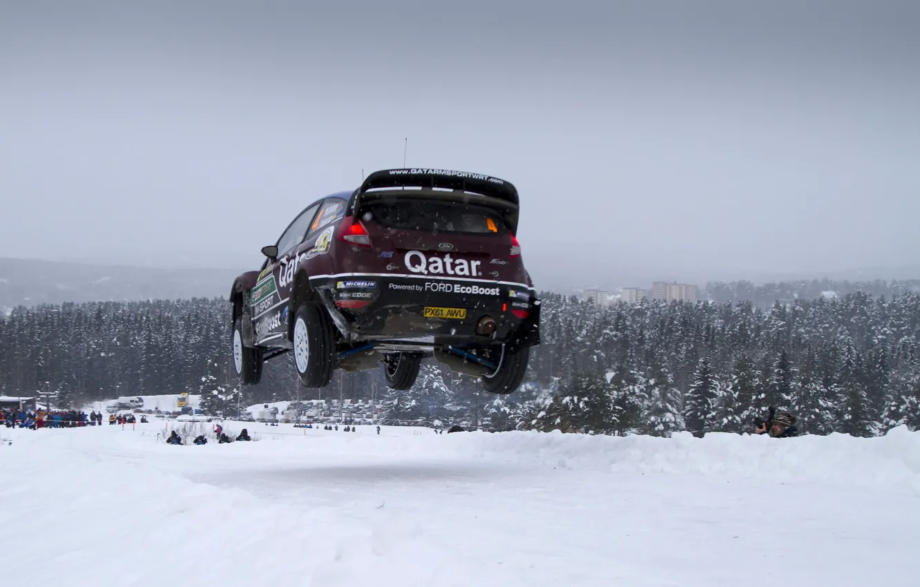 Фото обои Ford, Sweden, jump, WRC, snow, Rally, Fiesta, 2013
