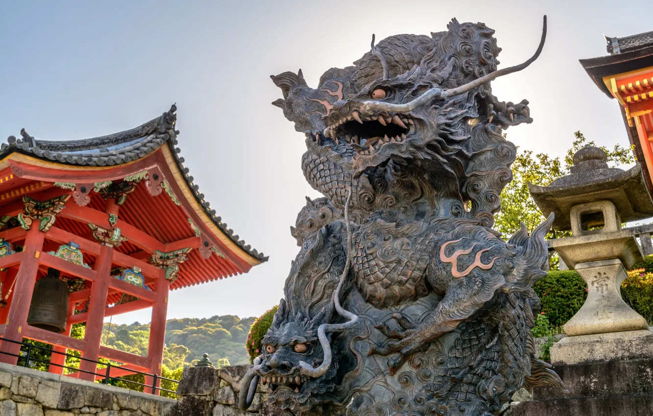 Фото обои Дракон, Япония, Статуя, Храм, Киото, Киёмидзу-дэра