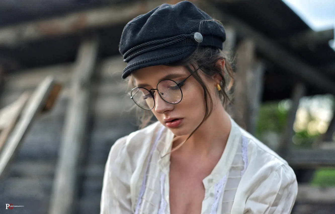 Фото обои девушка, лицо, очки, фуражка, Disha Shemetova, Диша Шеметова, Павел Генов