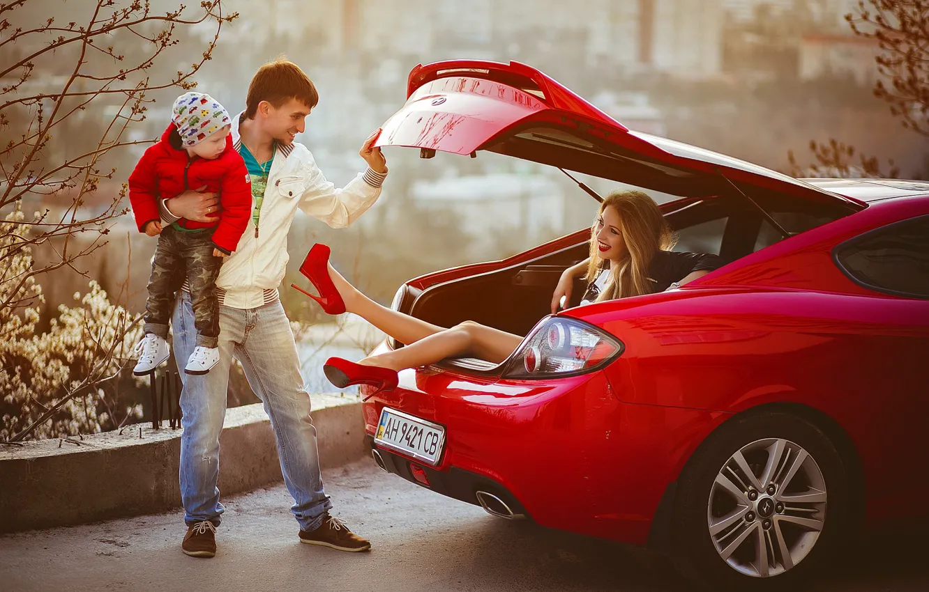 Фото обои Анна Моргунова, ребёнок, автомобиль, люди, семья, мужчина, машина, женщина