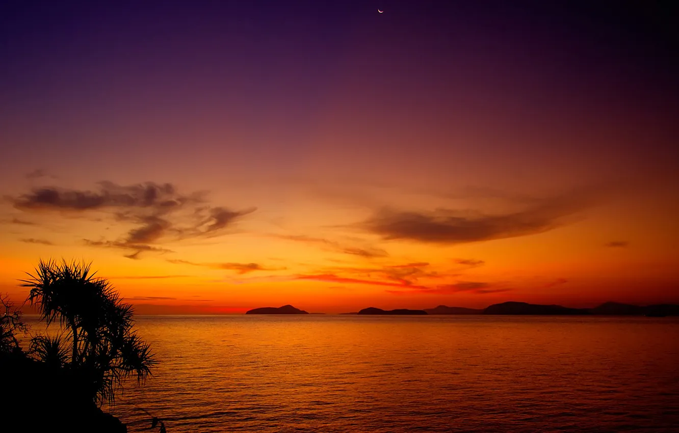 Фото обои Sunset, After, Moonrise
