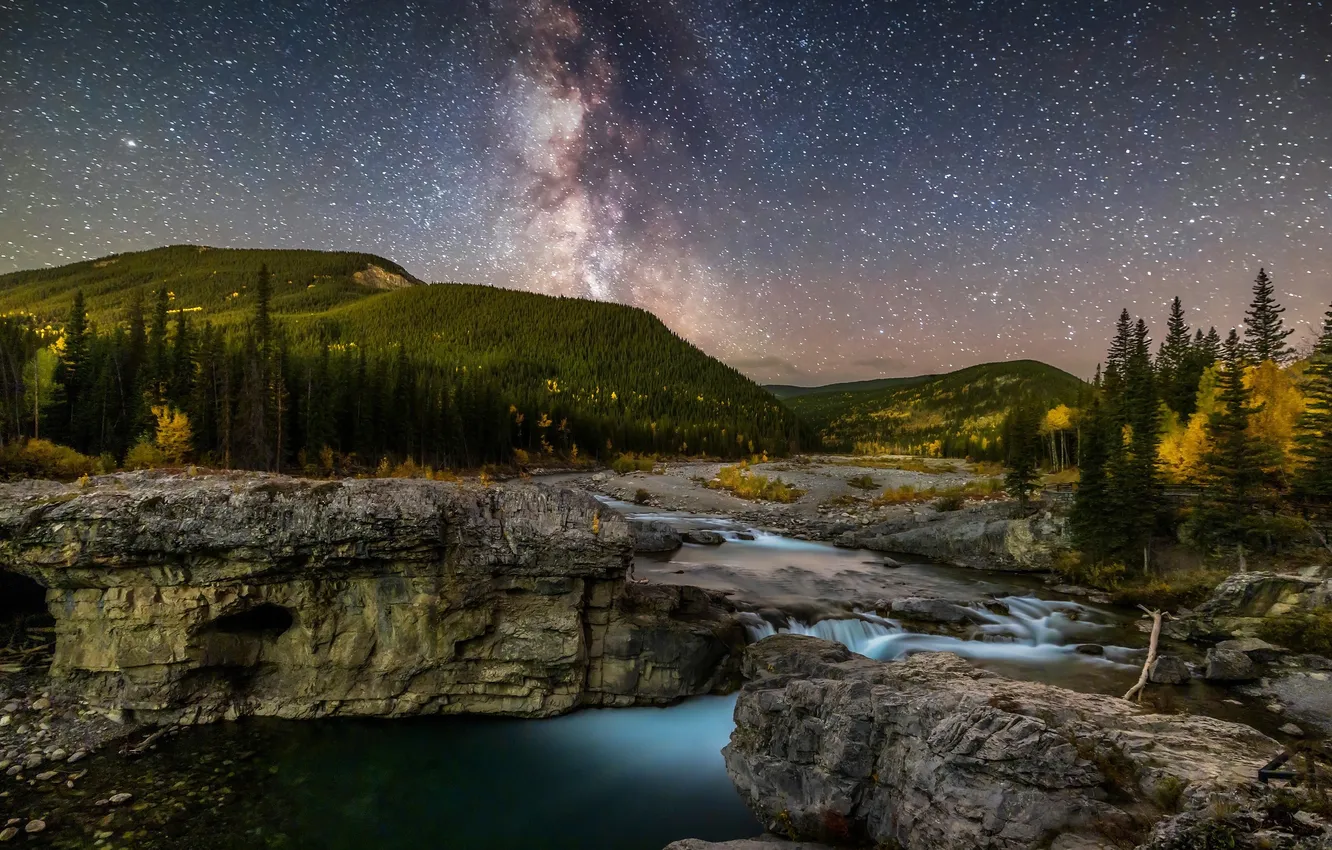 Фото обои звезды, Ночь, Канада, Млечный путь, Красота, Canada, Milky Way, Southern Alberta