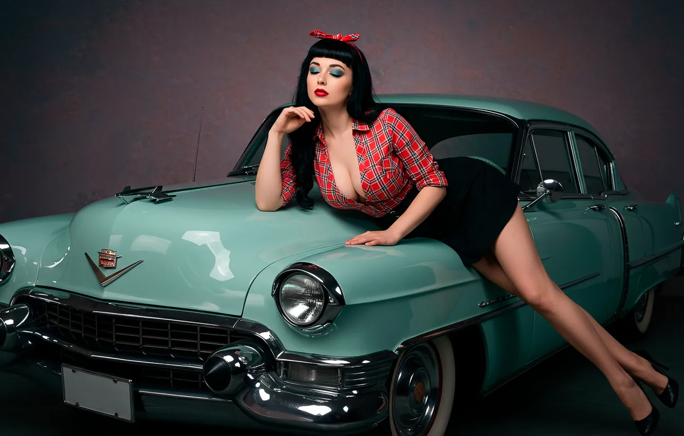 Фото обои авто, девушка, арт, wallpaper, girl, auto, art, pin up