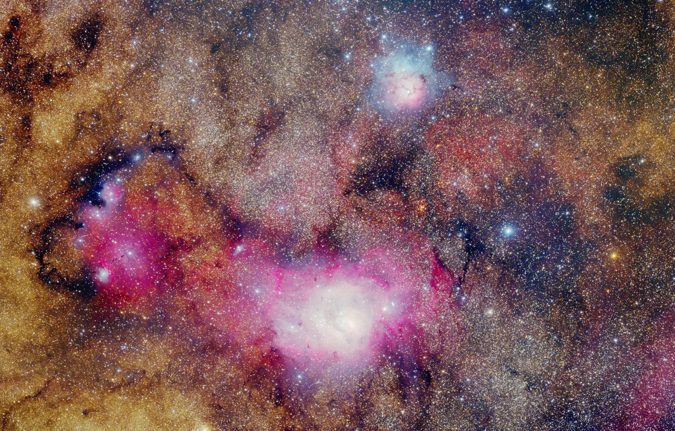 Фото обои космос, туманность, звёзды, Лагуна, созвездие, NGC 6523