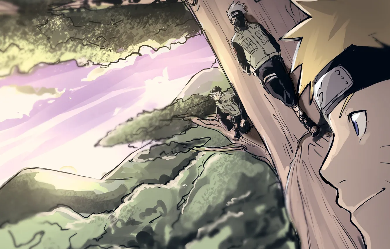 Фото обои Наруто, Naruto, Наруто Узумаки, Ямато, Какаши Хатаке