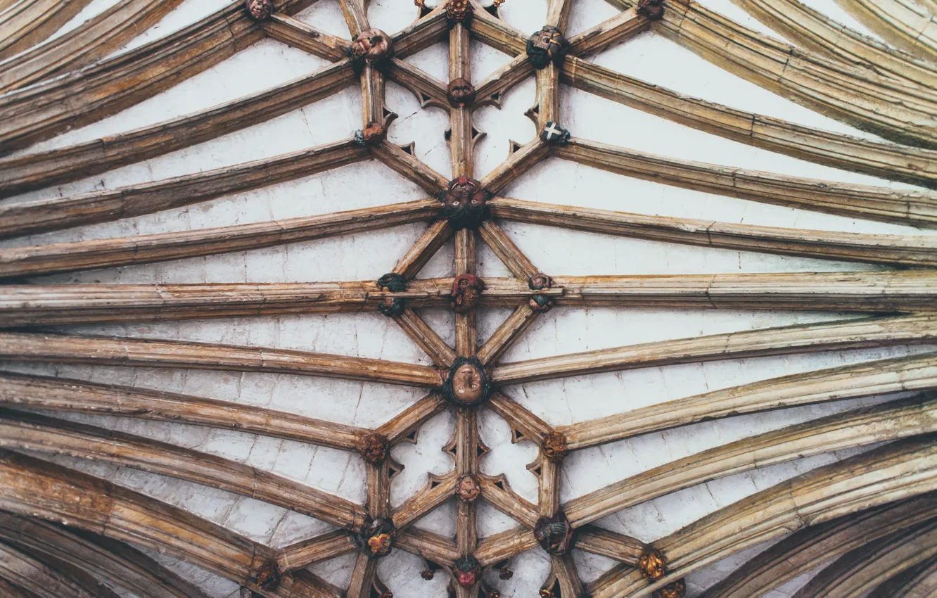 Фото обои pattern, faces, medieval, ceiling