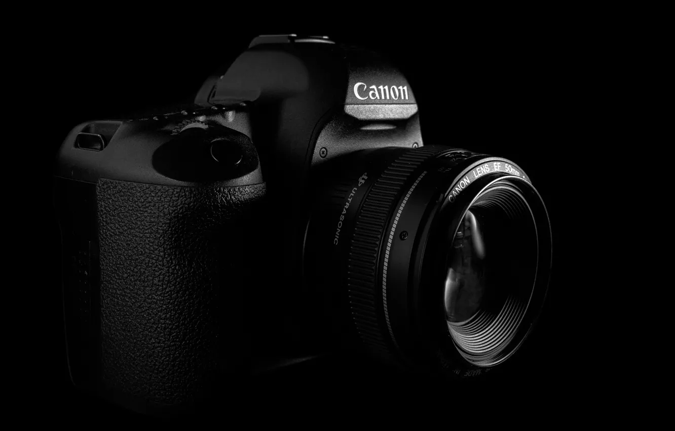 Фото обои обои, фотоаппарат, черный фон, Canon 5D MarkII