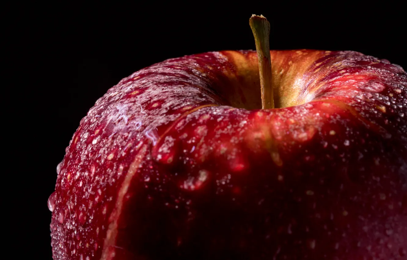 Фото обои капли, красный, яблоко