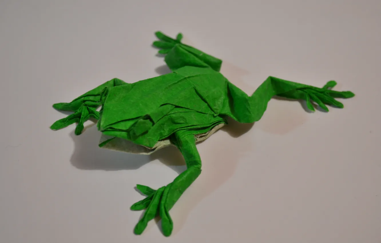 Фото обои фон, лягушка, зеленая, оригами