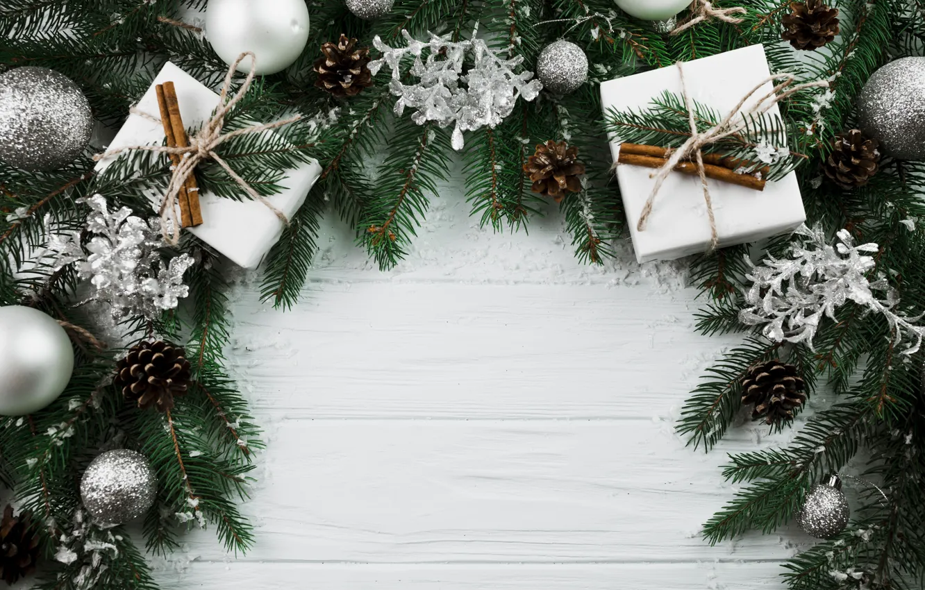 Фото обои шары, елка, Новый Год, Рождество, подарки, Christmas, balls, wood