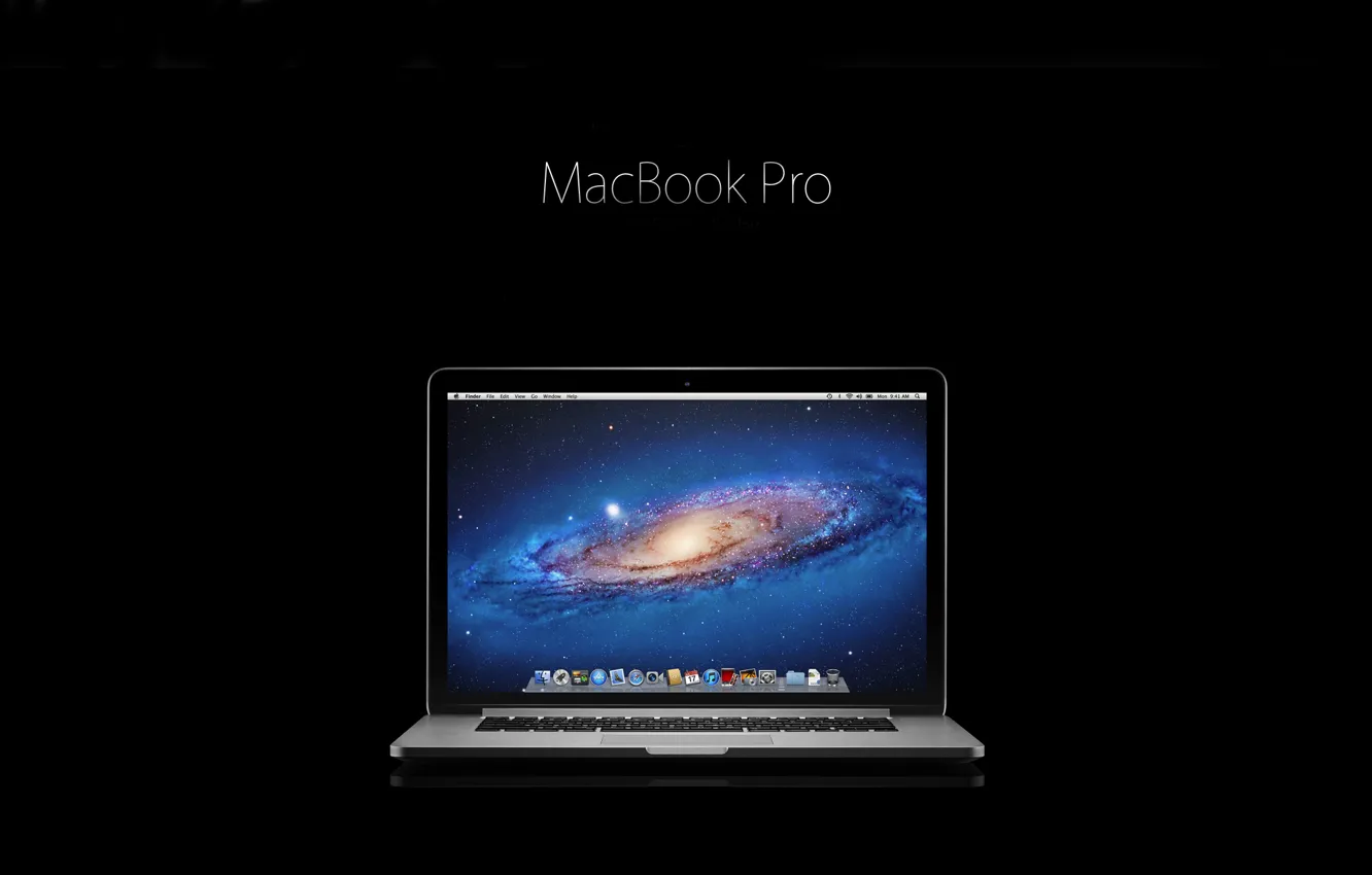 Фото обои галактика, черный фон, 2011, красивый, мощный, 13-inch, Macbook Pro