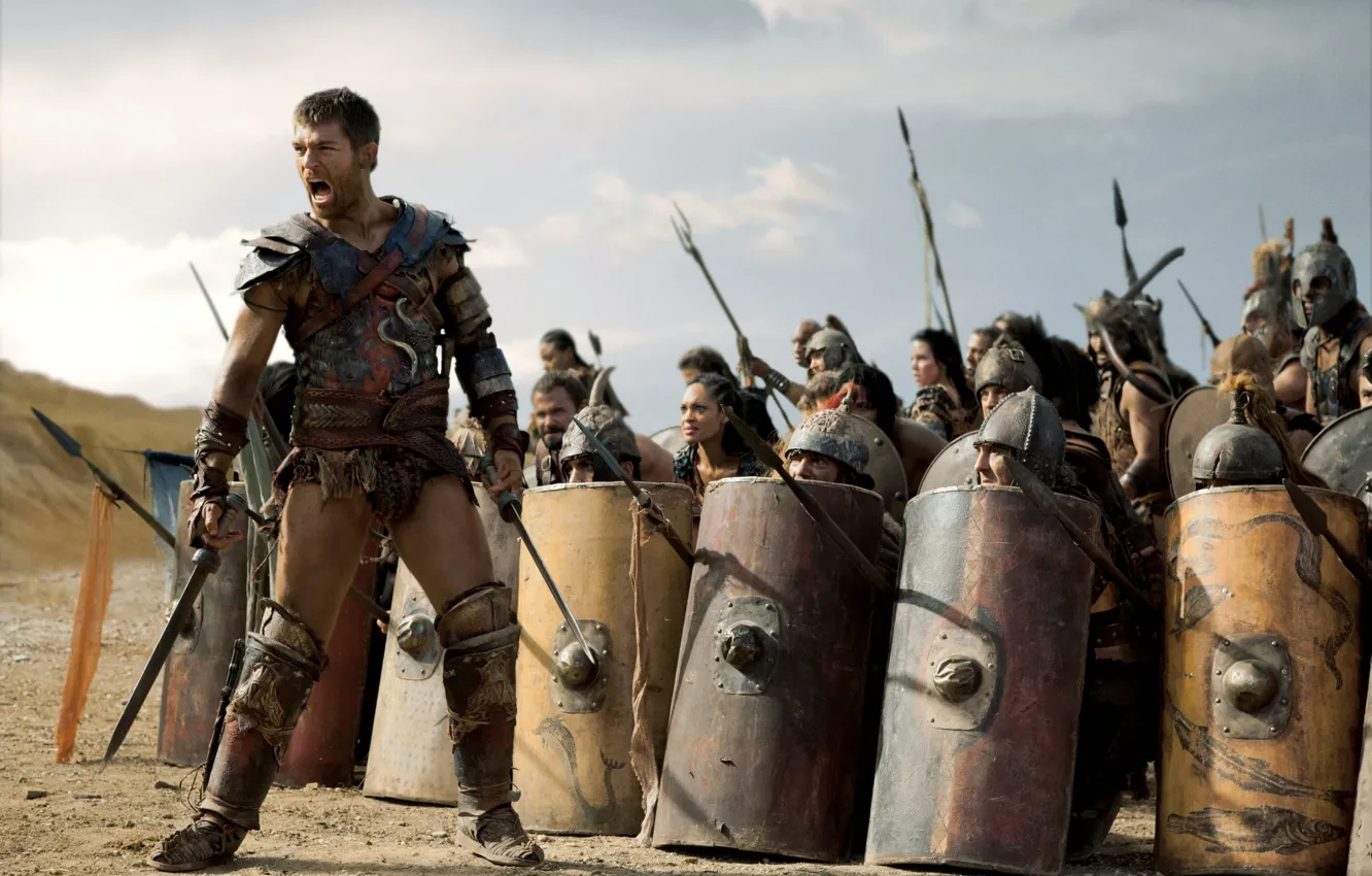 Фото обои битва, Spartacus, гладиаторы, Спартак, Лиам МакИнтайр