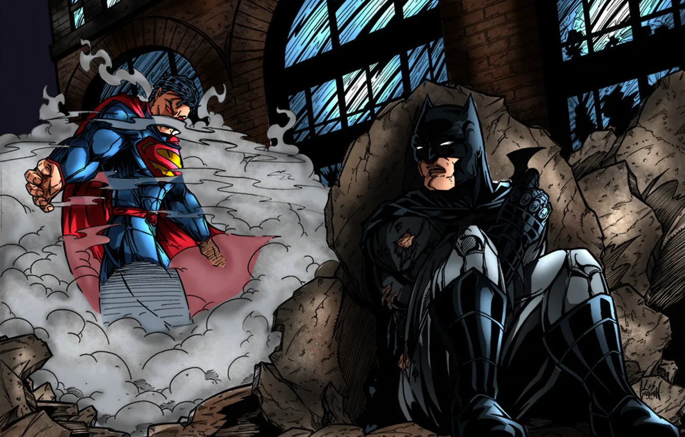 Фото обои схватка, Batman, Superman, Batman v Superman