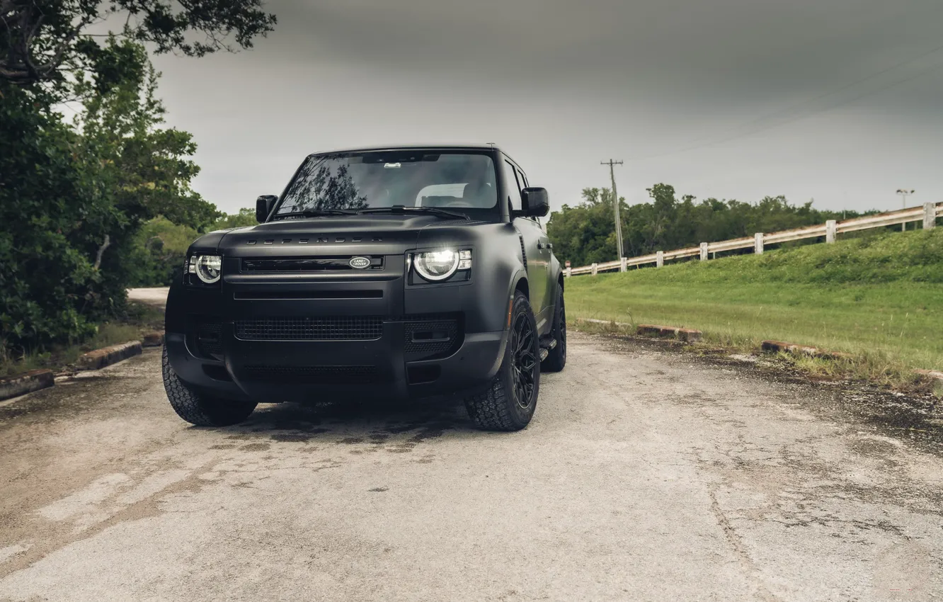 Фото обои Defender, Matte black, Front view