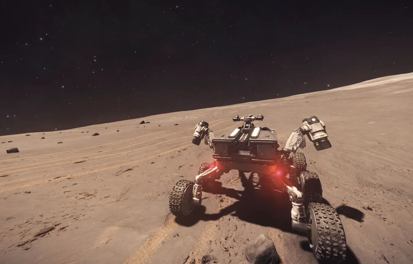 Фото обои космос, поверхность планеты, Rover, Elite: Dangerous