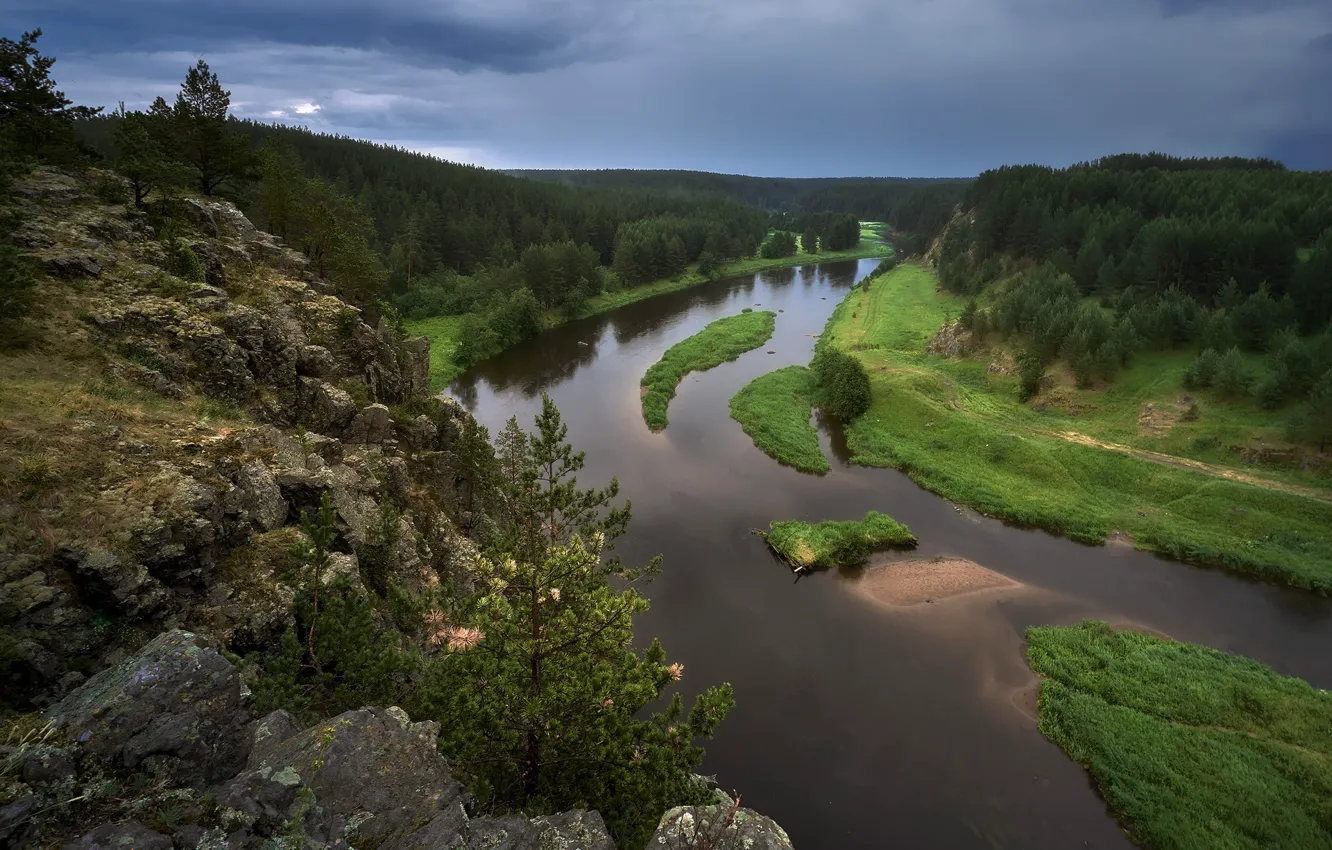 Фото обои пейзаж, природа, река, камни, скалы, берега, Урал, Сергей Межин