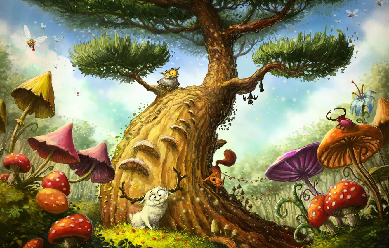 Фото обои Illustrator, фрагмент, детская, Magic Tree, Tomek Larek