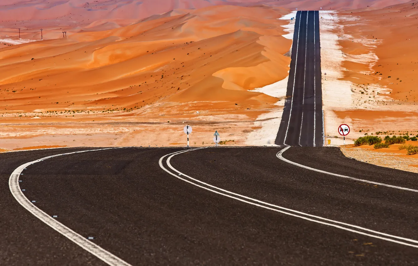 Фото обои дорога, пустыня, ОАЭ