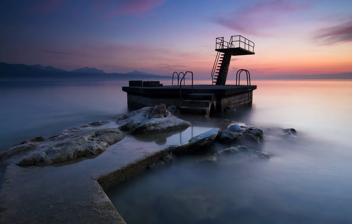 Фото обои море, пейзаж, закат