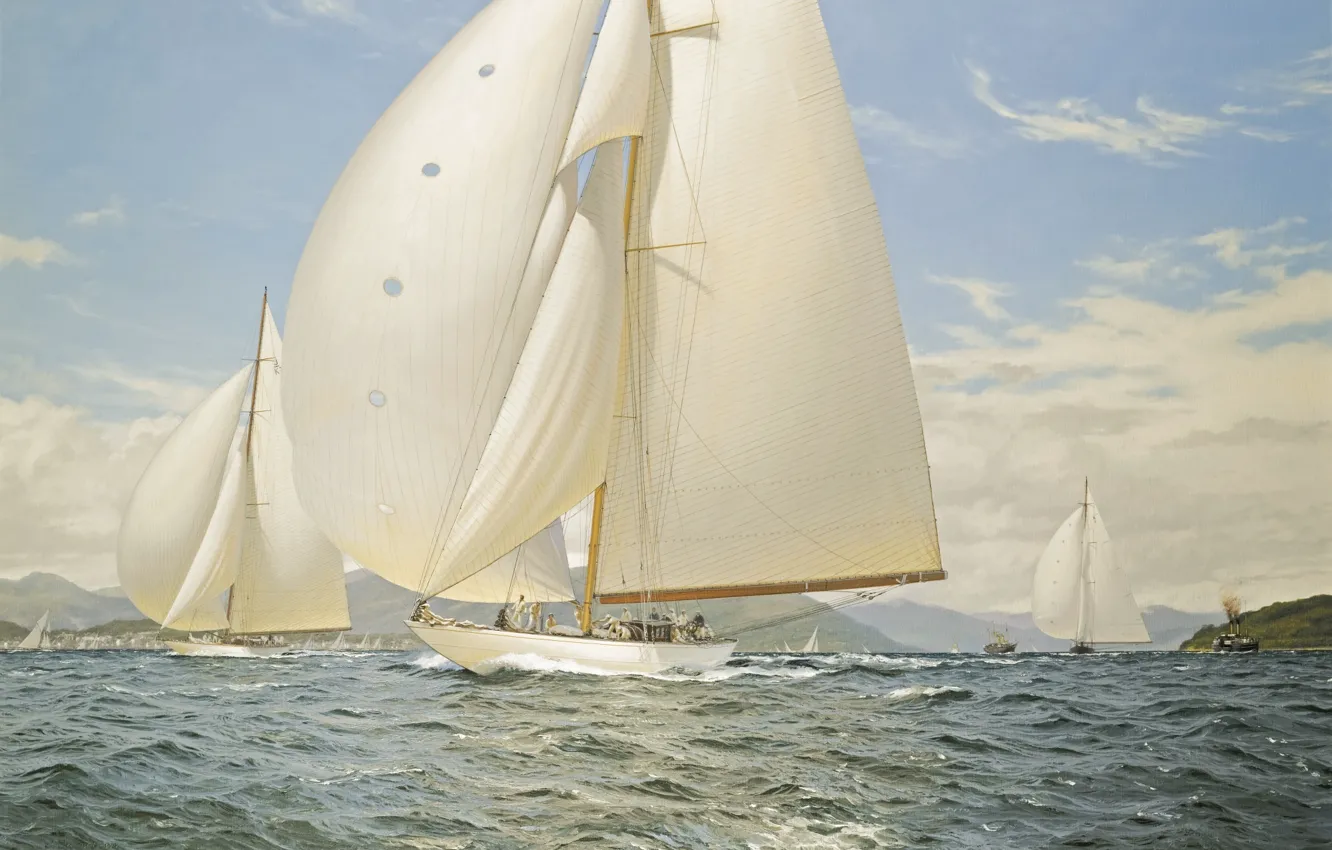 Фото обои море, белое, паруса, John Steven Dews