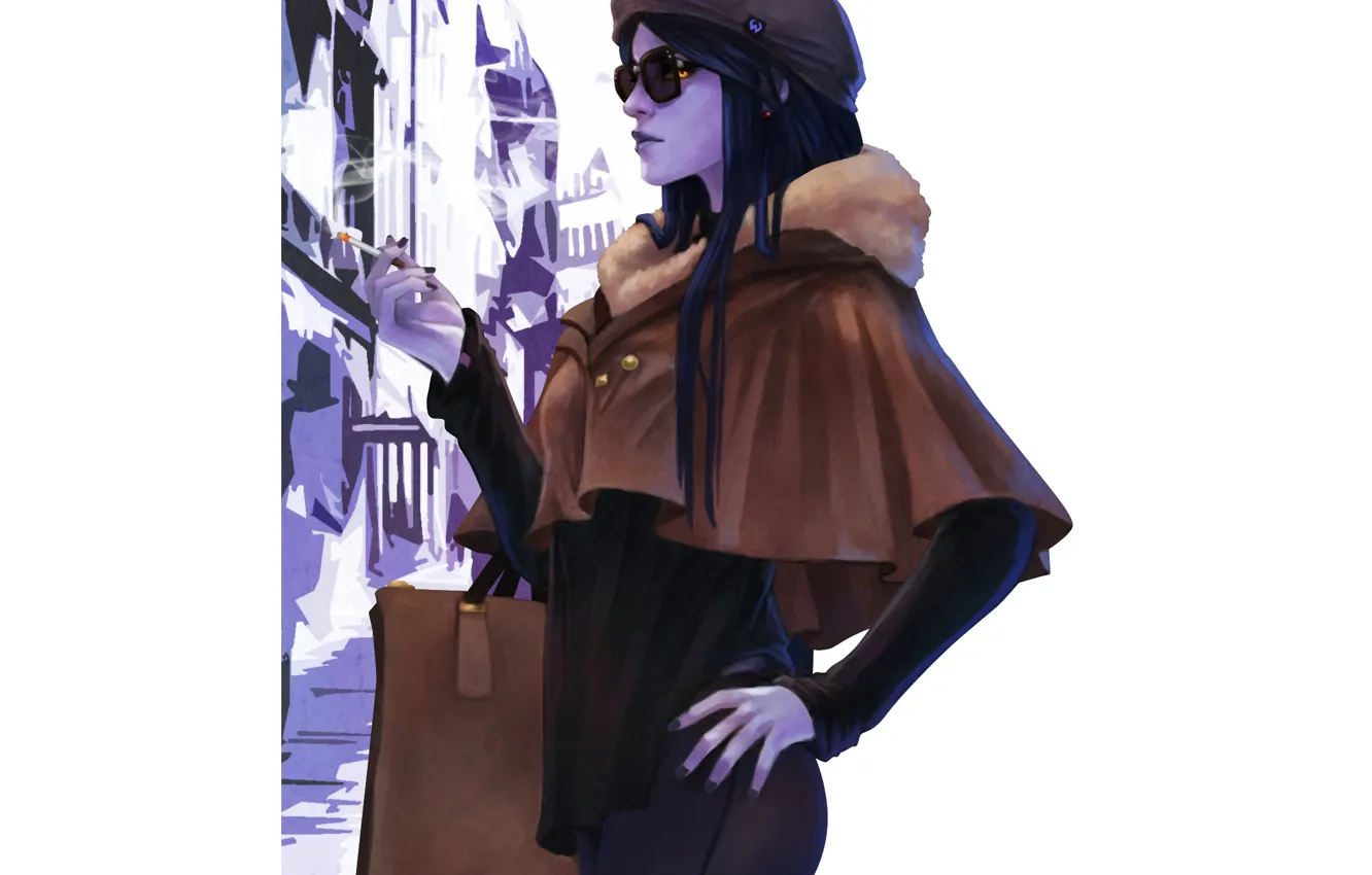 Фото обои девушка, очки, сигарета, art, overwatch, widowmaker, Amélie Lacroix