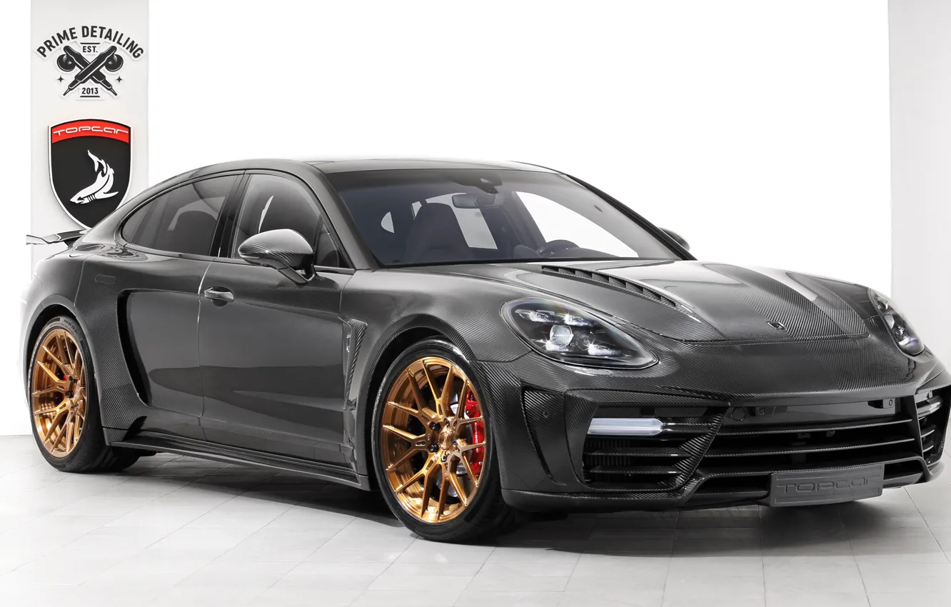Фото обои Porsche, Panamera, GTR, вид сбоку, 2018, Stingray, TopCar, Carbon Edition