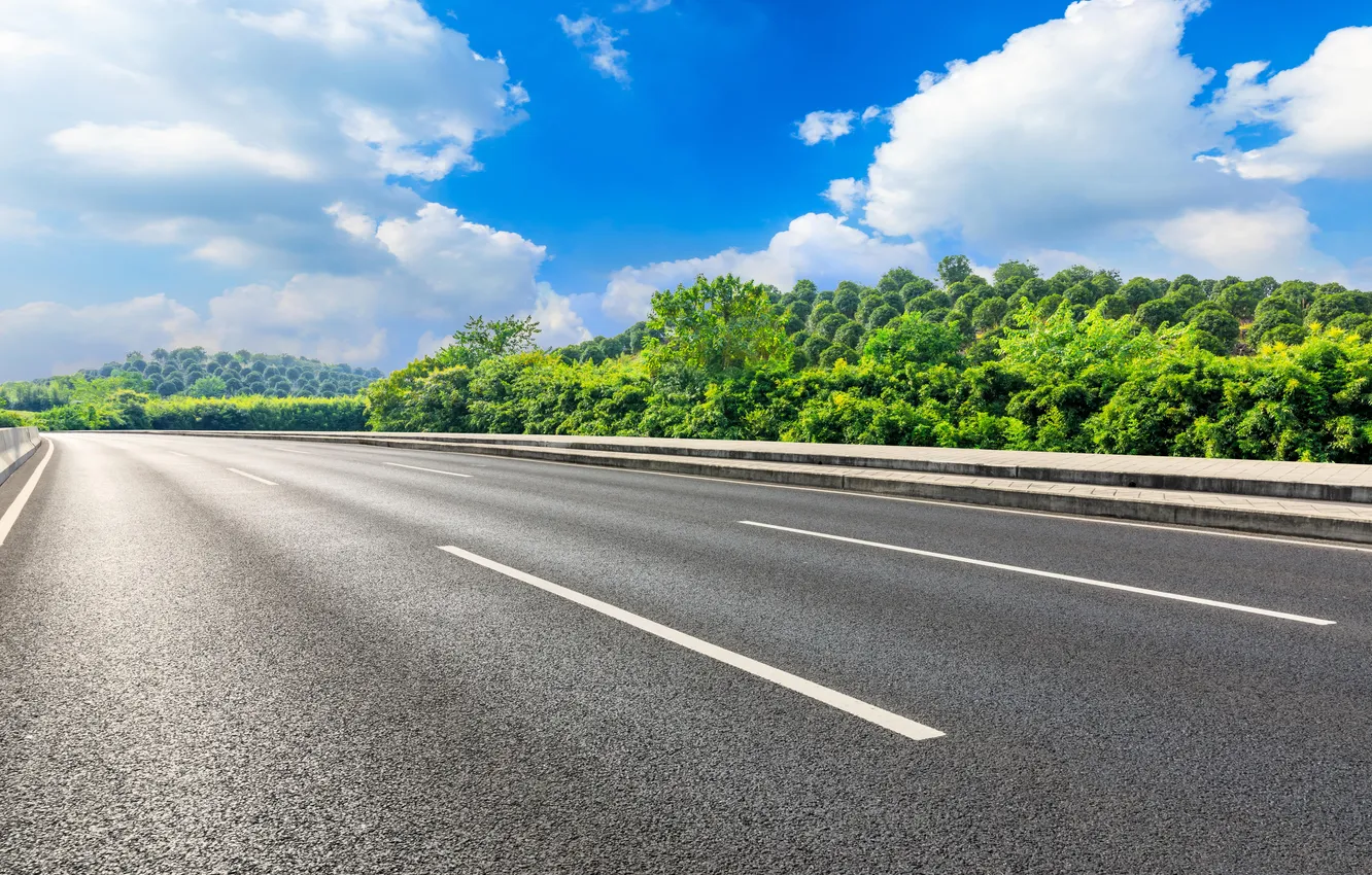Фото обои green, summer, road, landscape, nature, street, asphalt, highway