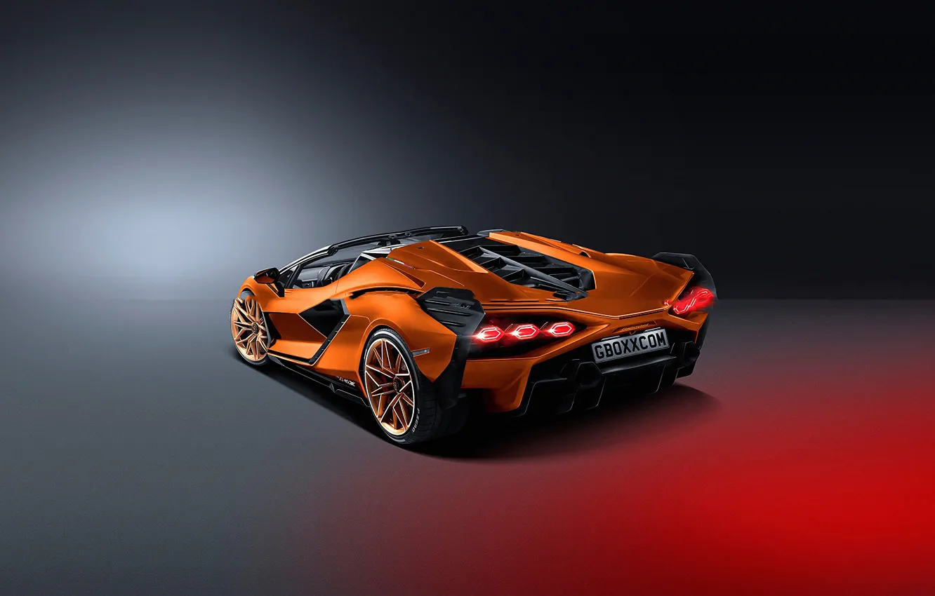 Фото обои Lamborghini, supercar, background, orange, desigh, Sian