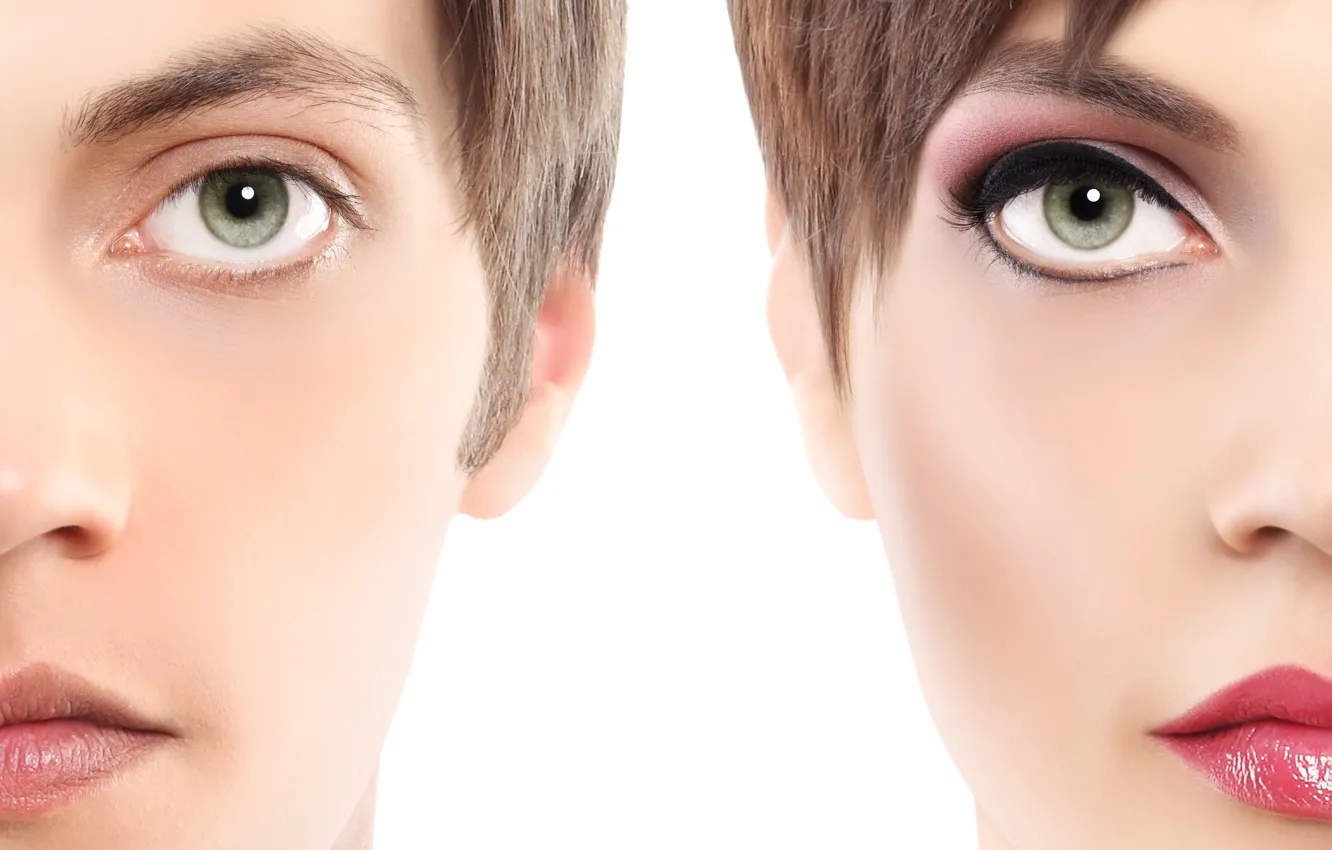 Фото обои girl, green eyes, men