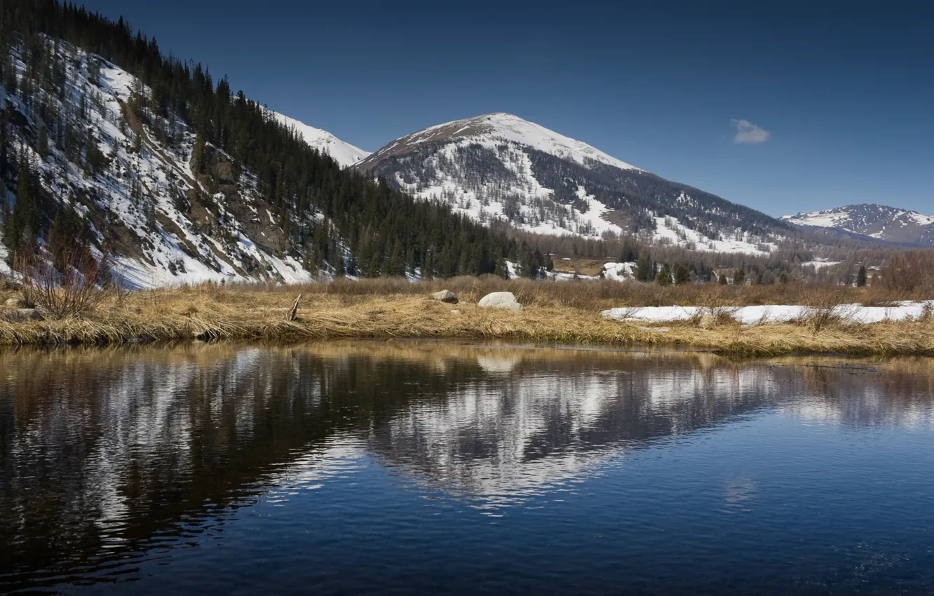 Фото обои горы, озеро, Казахстан