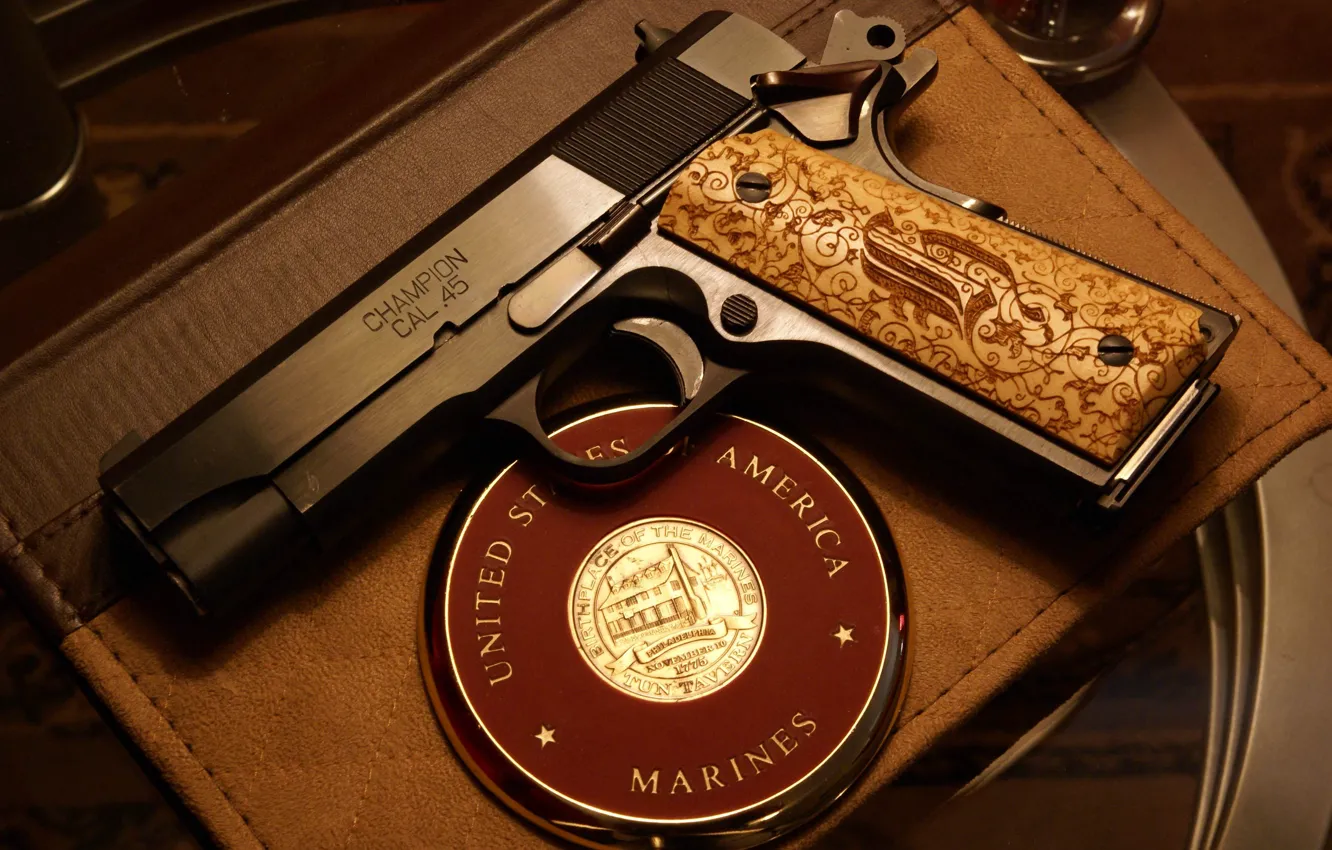 Фото обои пистолет, оружие, рукоятка, Springfield Champion