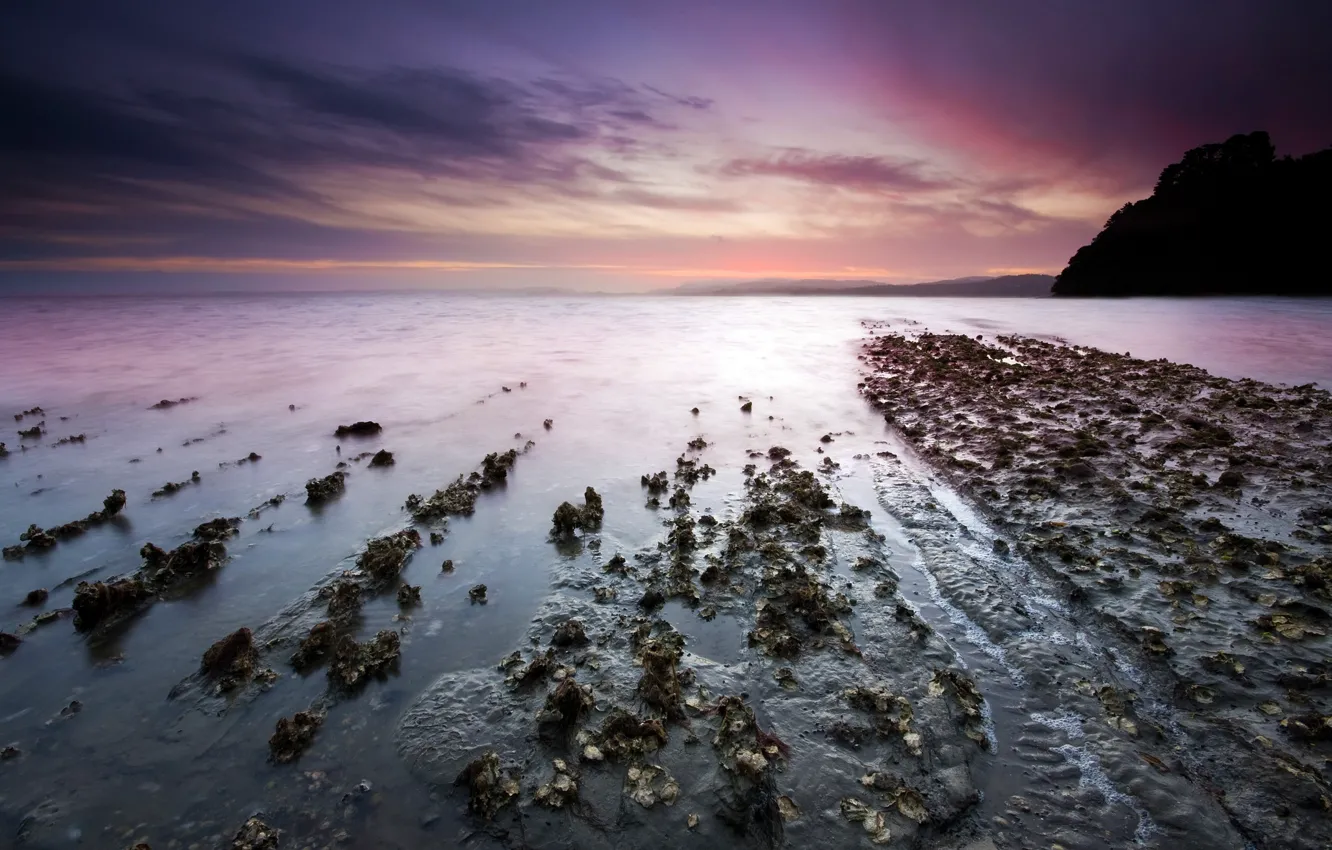 Фото обои море, камни, берег, горизонт, 154