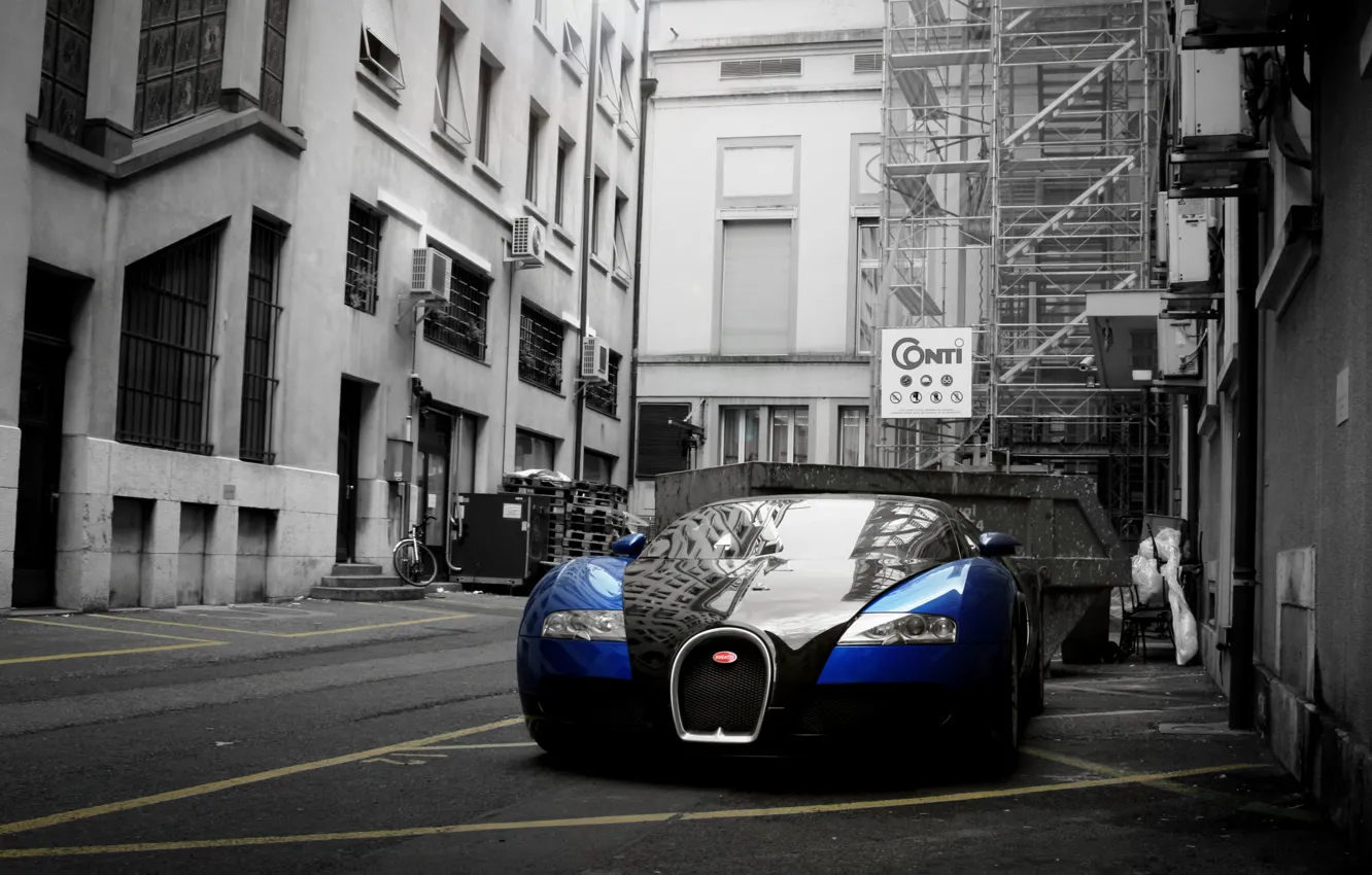 Фото обои veyron, bugatti, переулок