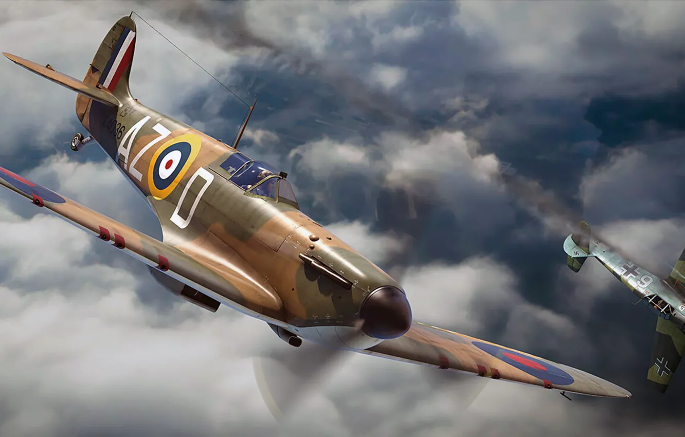 Фото обои Supermarine Spitfire, ВВС Великобритании, британский истребитель, Antonis (rOEN911) Karidis, One of the Few - Battle …