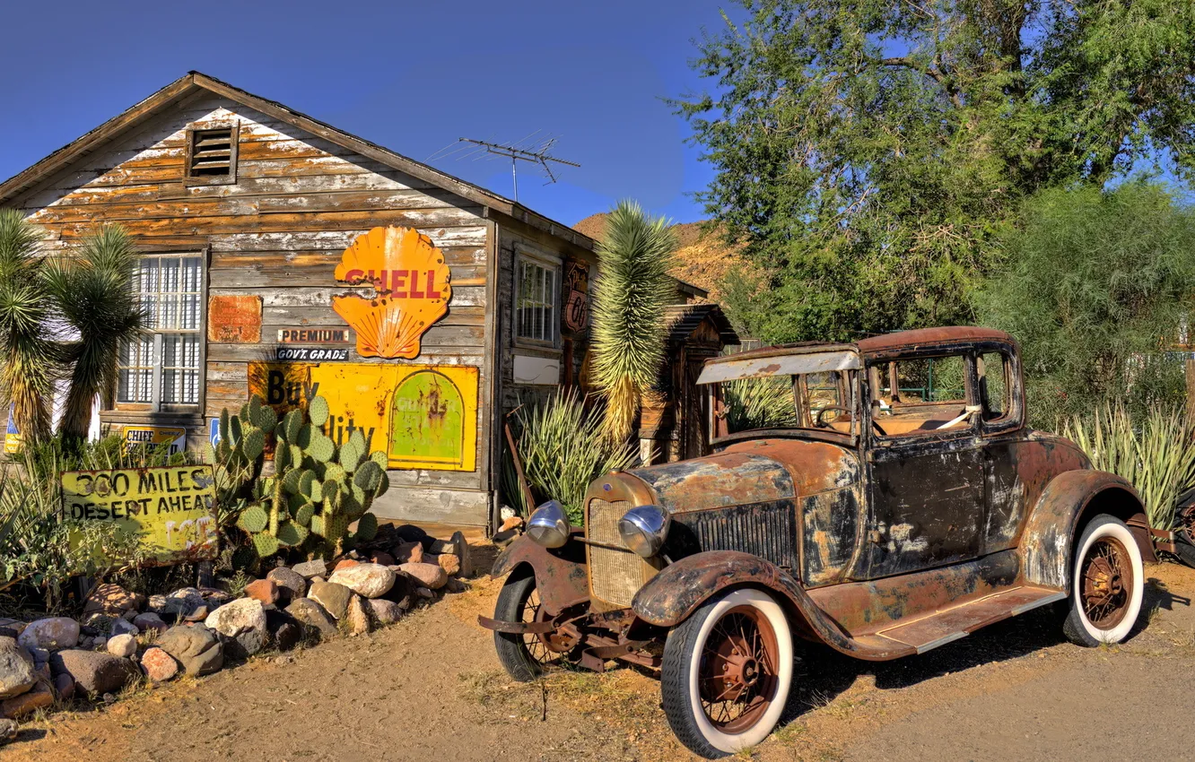 Фото обои машина, дом, United States, Arizona, Hackberry