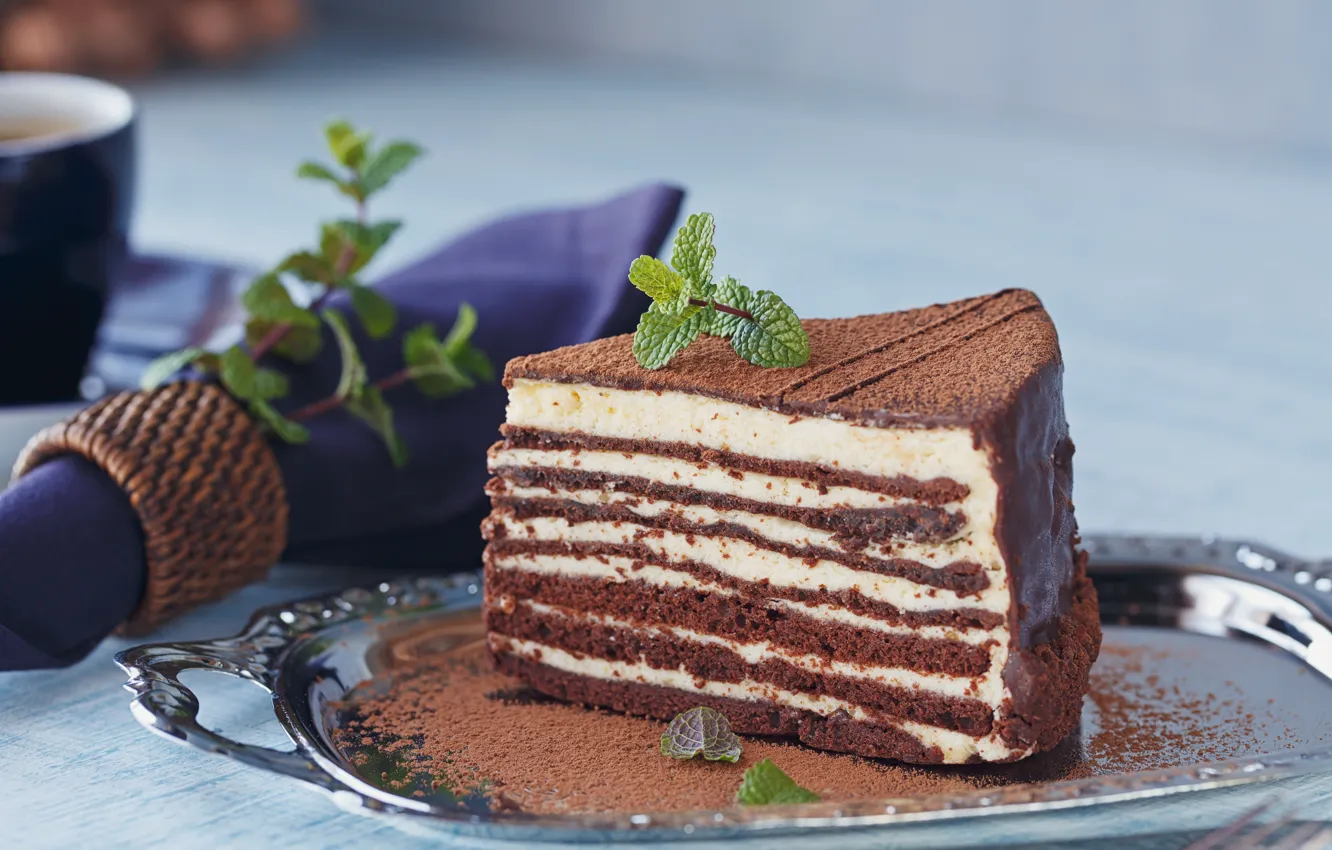 Фото обои cake, крем, шоколадный, бисквит, кусок тортика