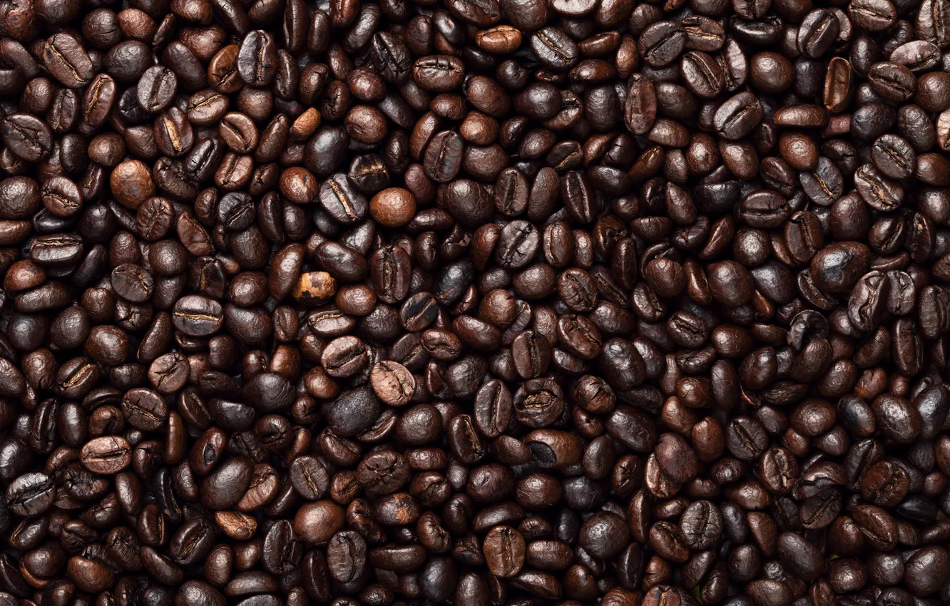 Фото обои brown, background, view, beans, coffee, top, aroma, beverage