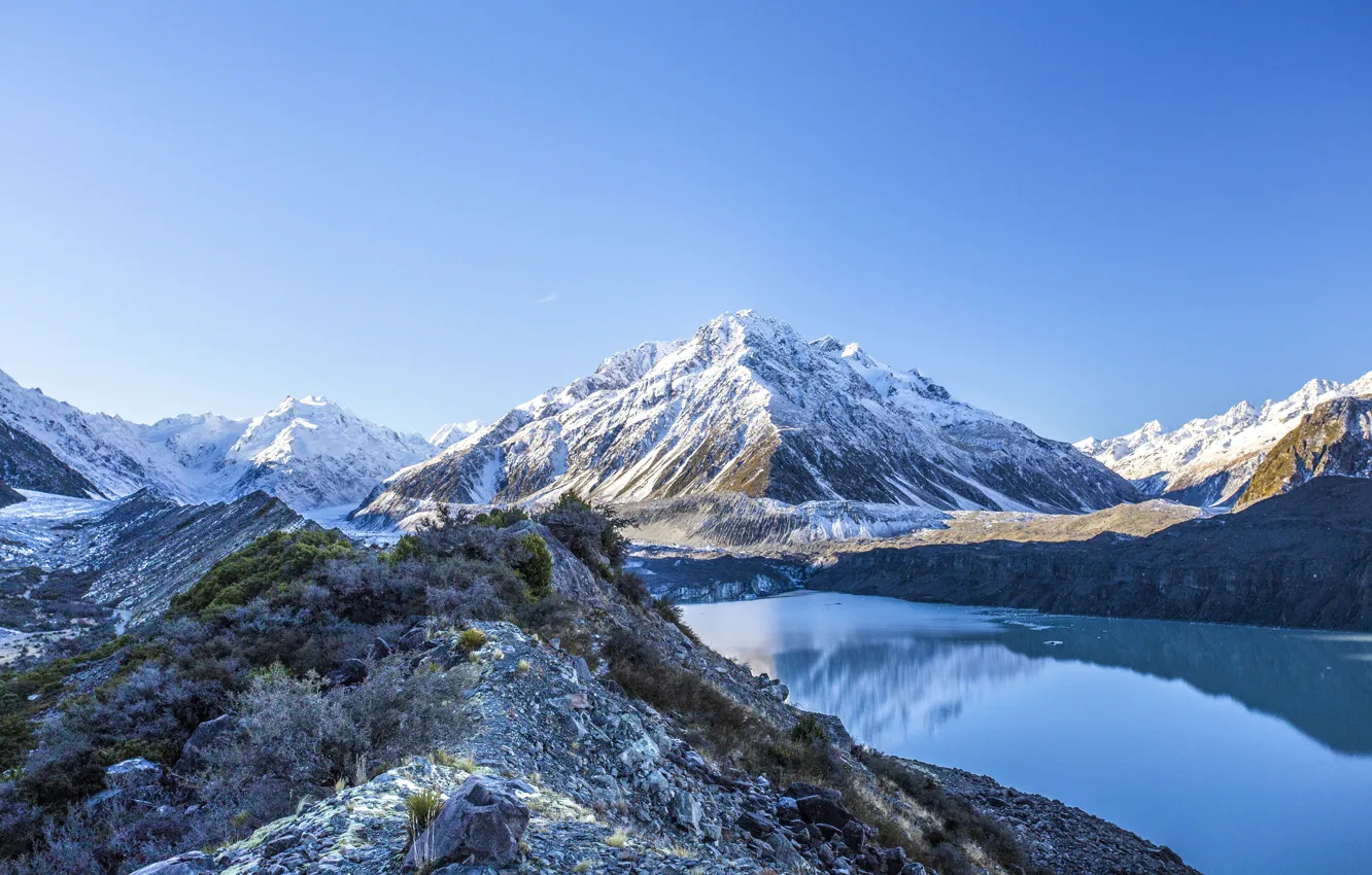 Фото обои New Zealand, Glacier, landform Mount, Cook Geopark