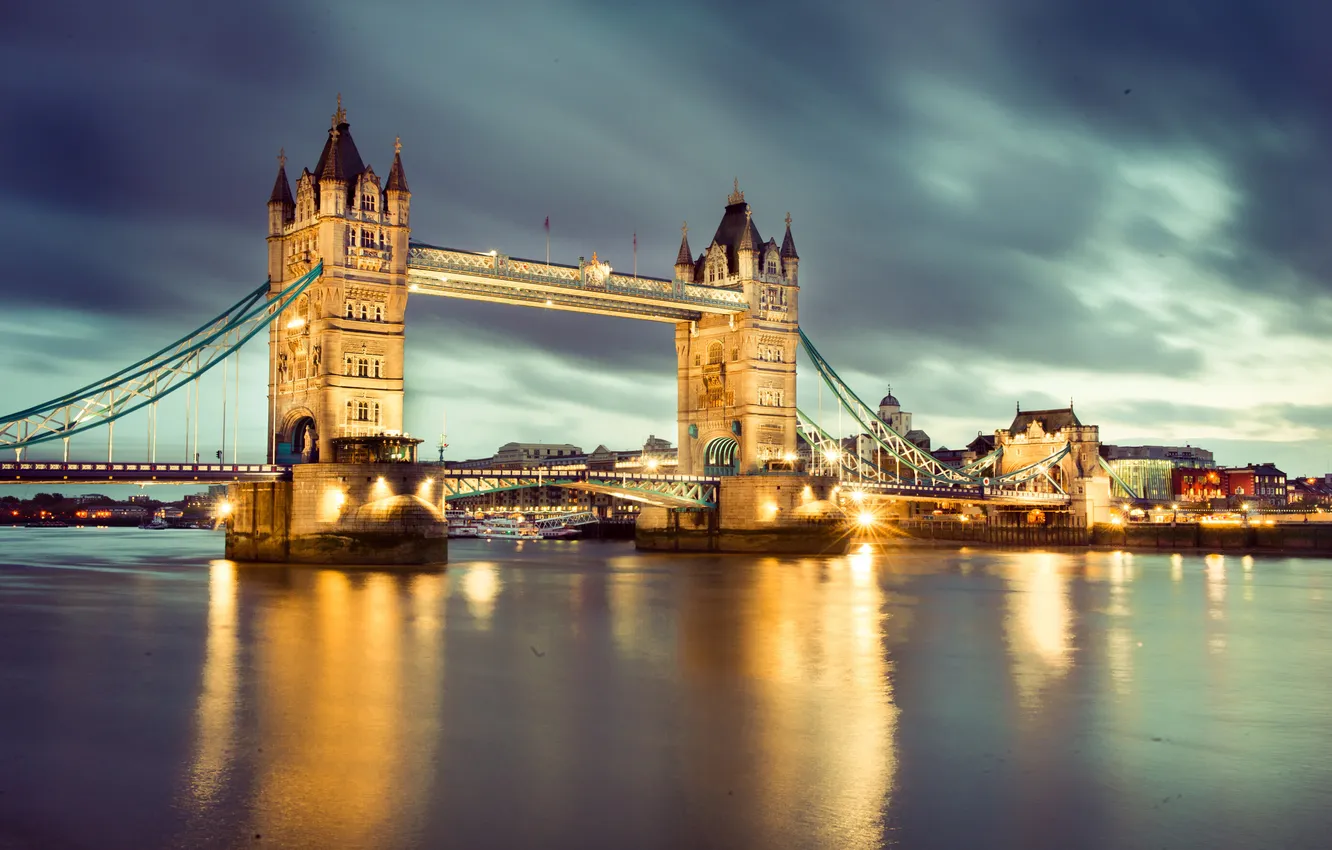 Фото обои ночь, англия, лондон, london, night, england, Thames River, Tower bridge
